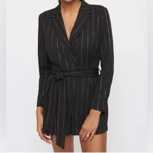 Black Pinstripe Romper